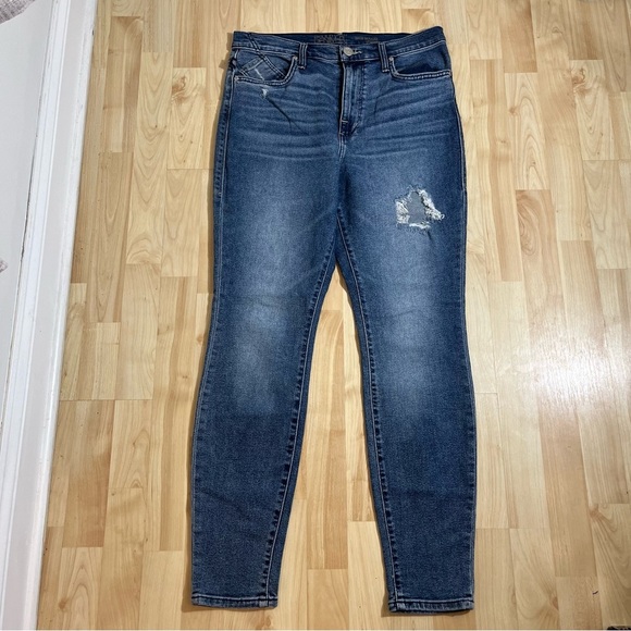 Rock & Republic Womens Medium Wash High Roller Distressed Legging Jeans Size 14 - Picture 1 of 8